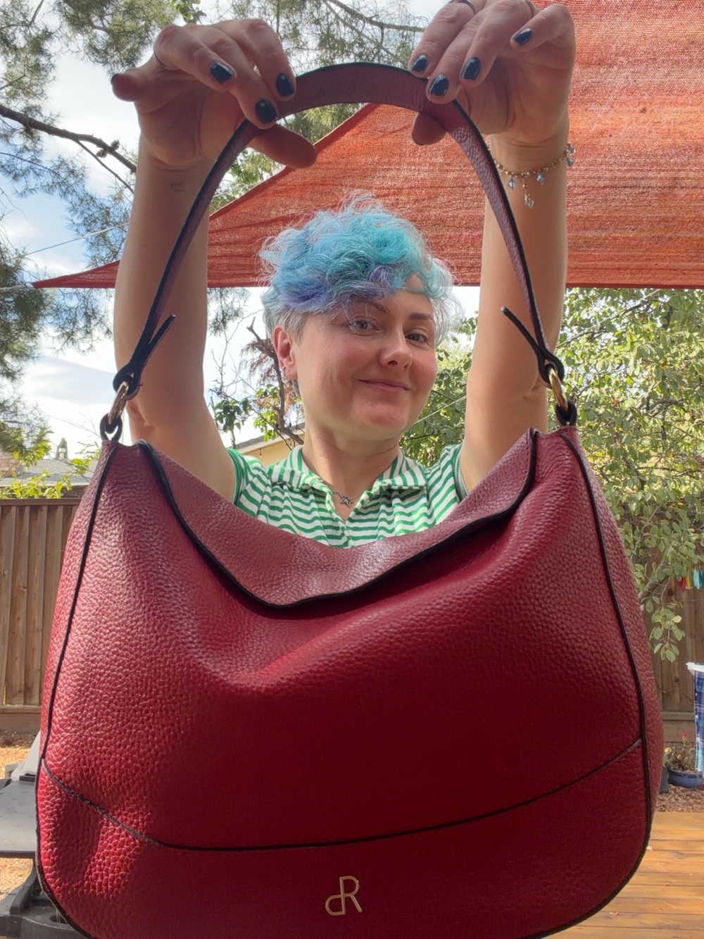 dR Amsterdam Mint Red Leather Shoulder Bag Hobo Purse